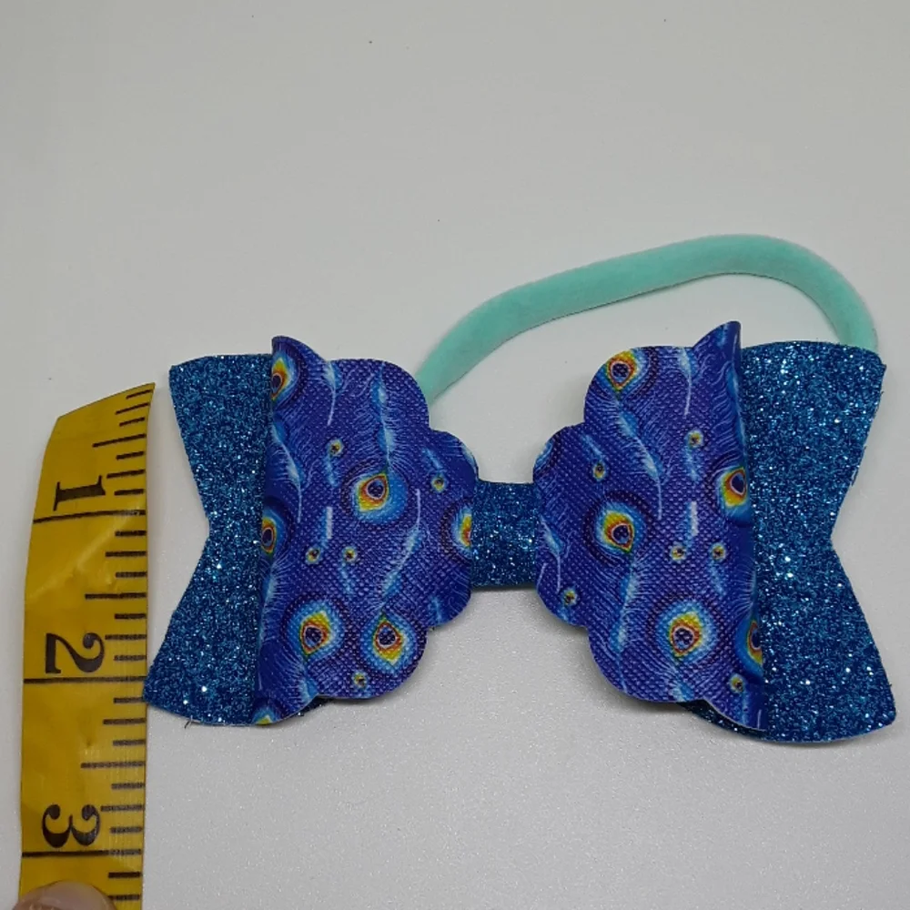father print handmade faux leather bow headband